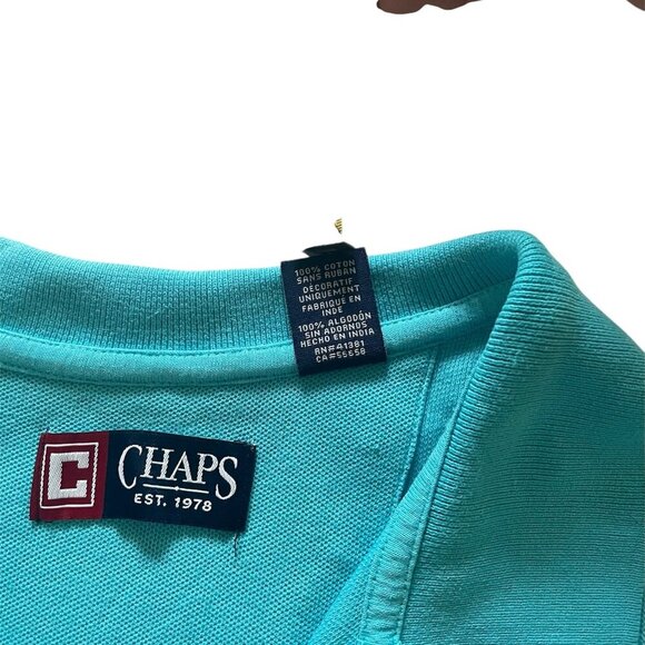 Chaps Polo Shirt Men's XL Bright Blue 100% Cotton Logo Crest - Picture 5 of 6